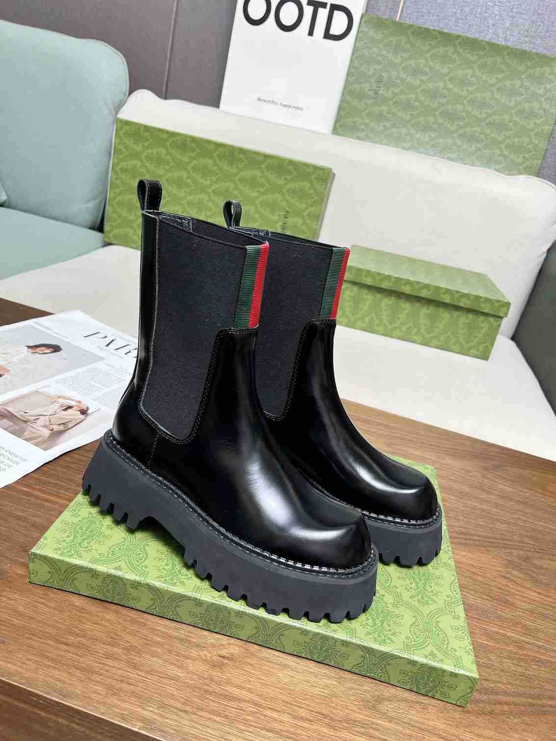 Gvc*1 Women’s Boot With Web Anand Leather Black 806398 Aad6T 1052