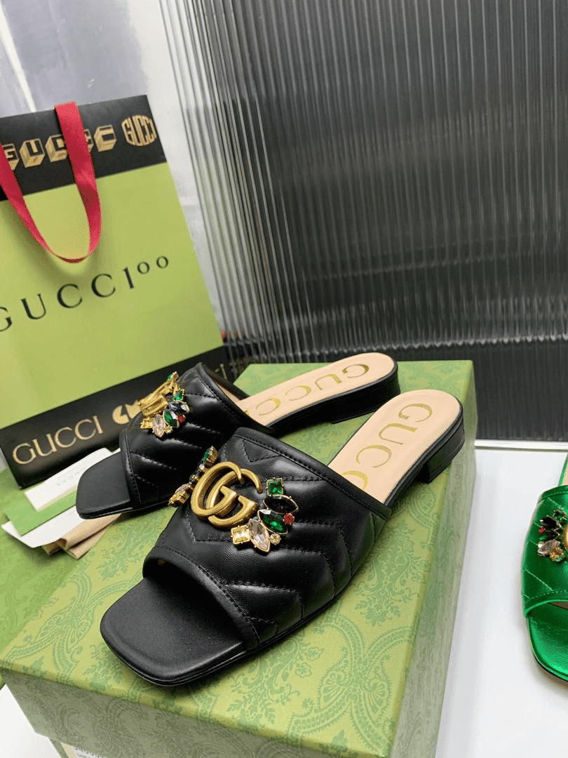 Gvc*1 Women Black Slipper With Double G 655463