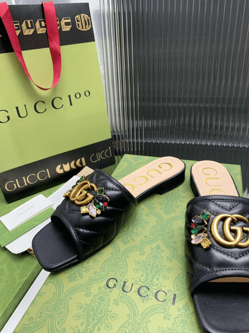 Gvc*1 Women Black Slipper With Double G 655463