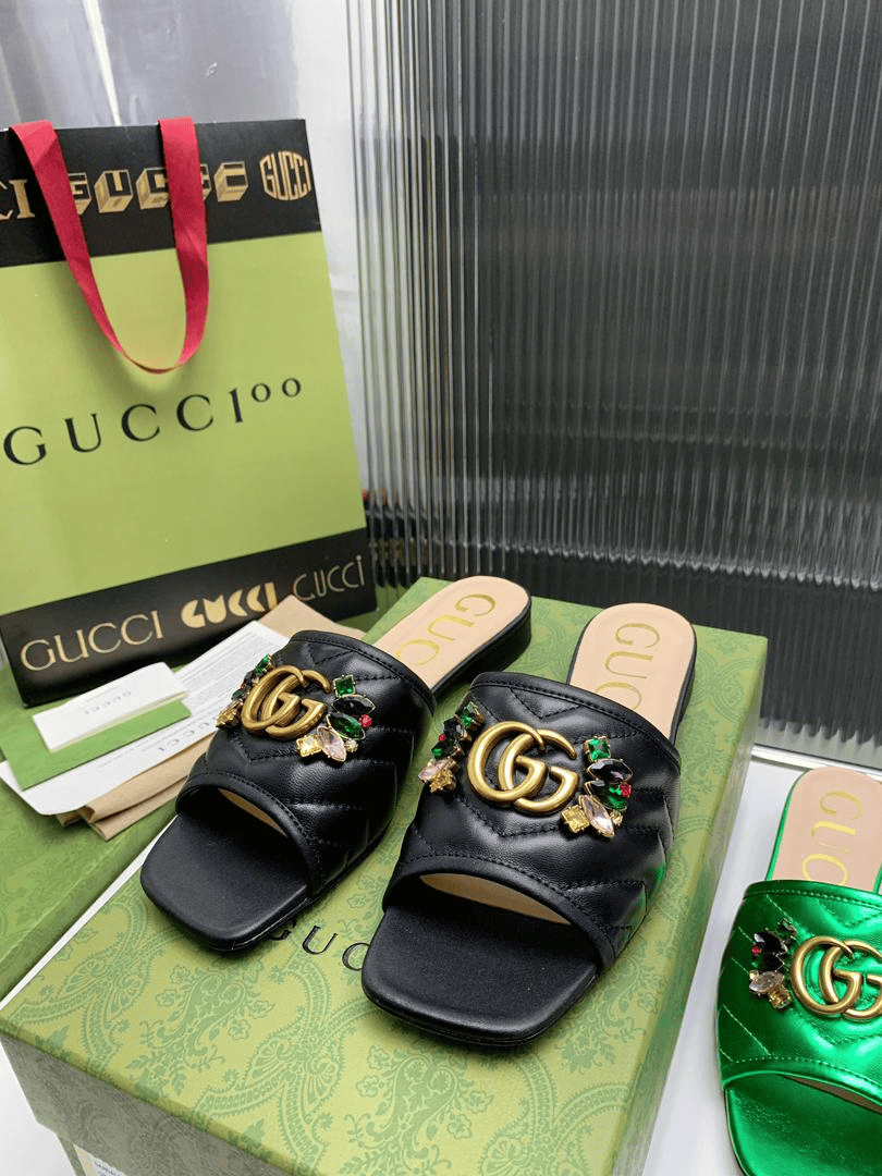 Gvc*1 Women Black Slipper With Double G 655463
