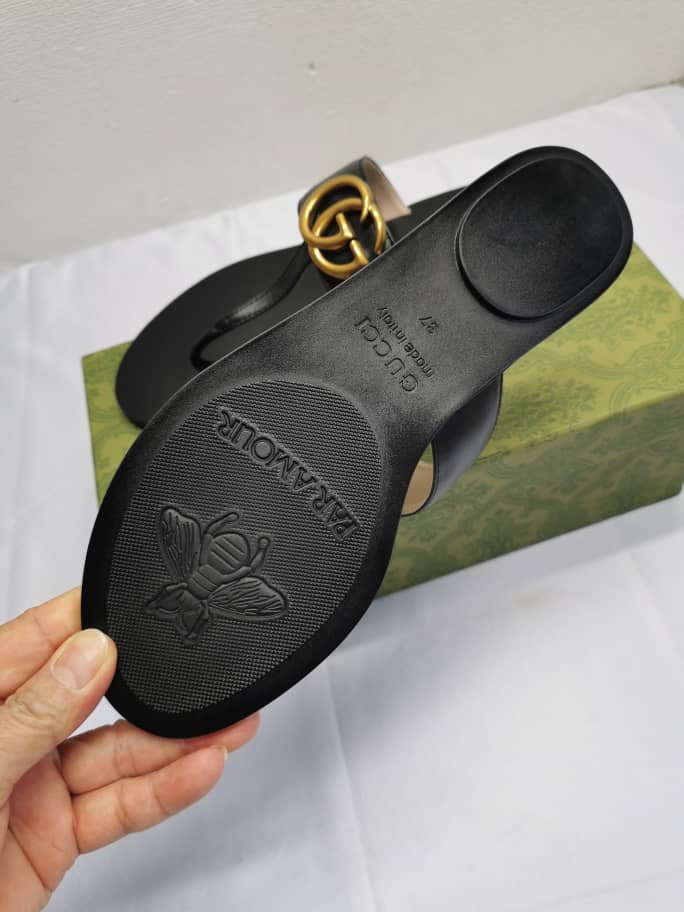 Gvc*1 Double G Thong Leather Black 497444 A3N00 1000