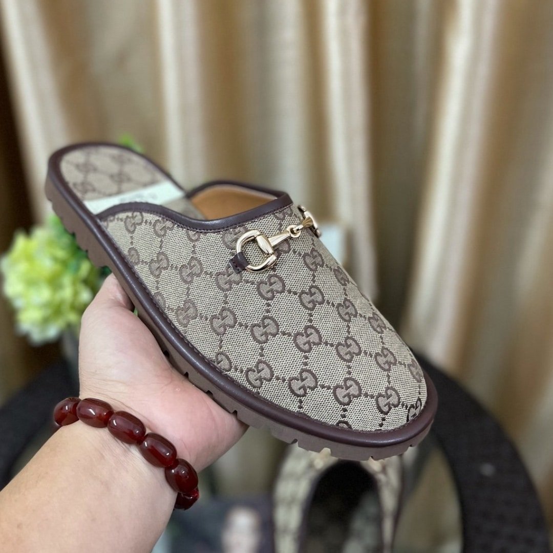 Gvc*1 Gg Slipper Horsebit Canvas Beige 655571 96G60 9762