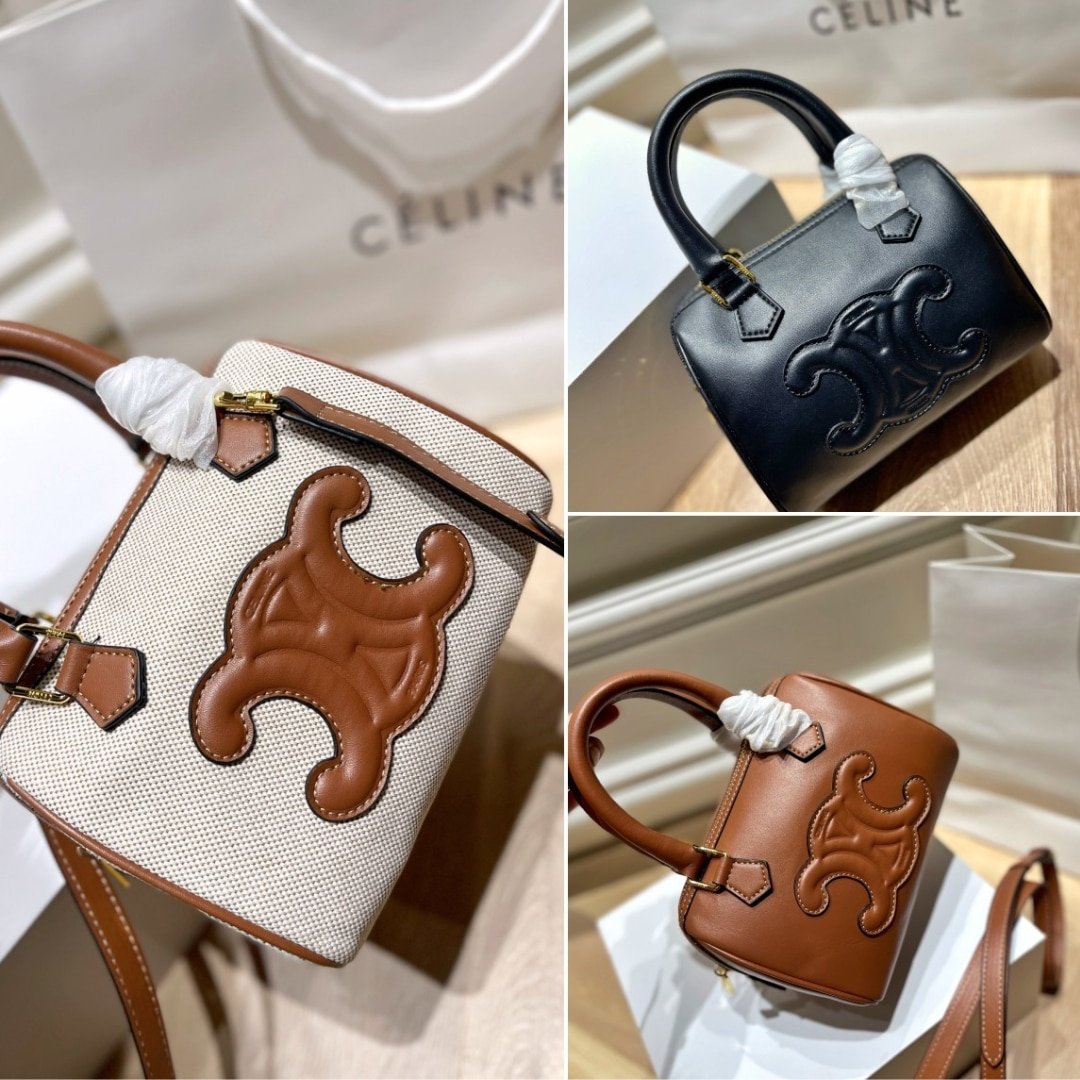 Ce1i*e Small Triomphe Leather Boston Bag In Smooth Calfskin Black 19Cm 113773Du3 38No