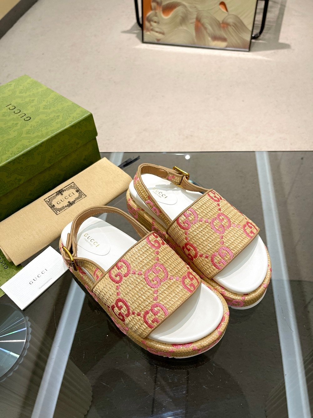 Gvc*1 Gg Platform Sandals Beige Pink