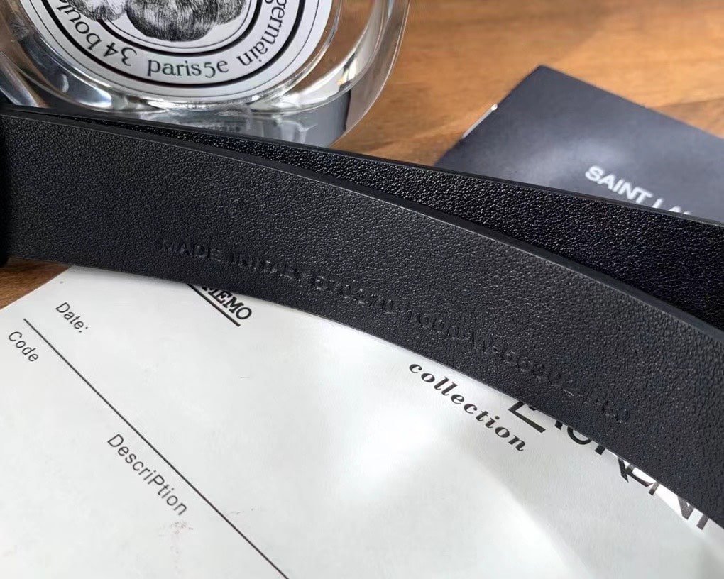 Sa1nt Lau*nt Monogram Celtic Leather Black And Silver Belt 0400017970125