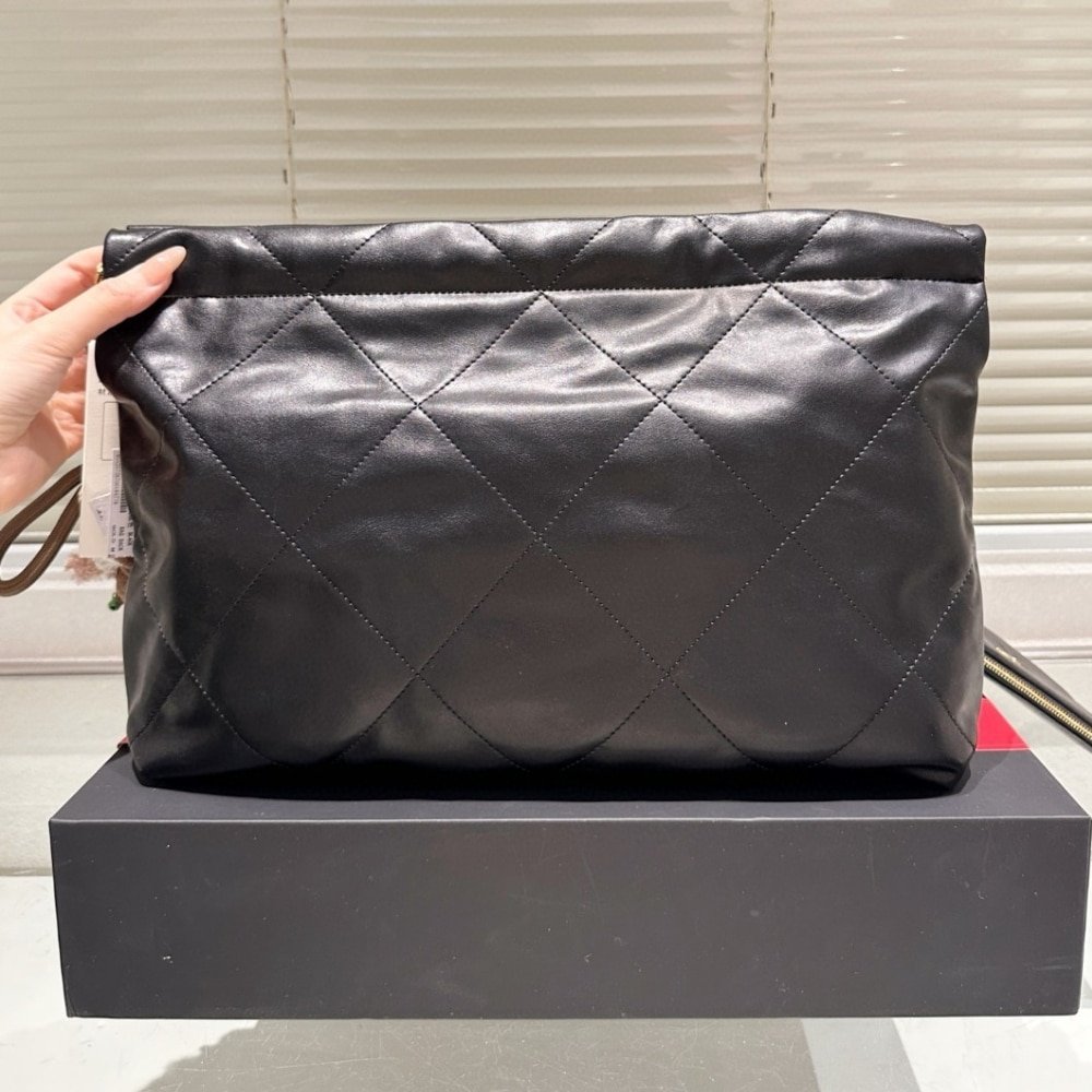 Ch**el 22 East West Bag Leather Black 39Cm