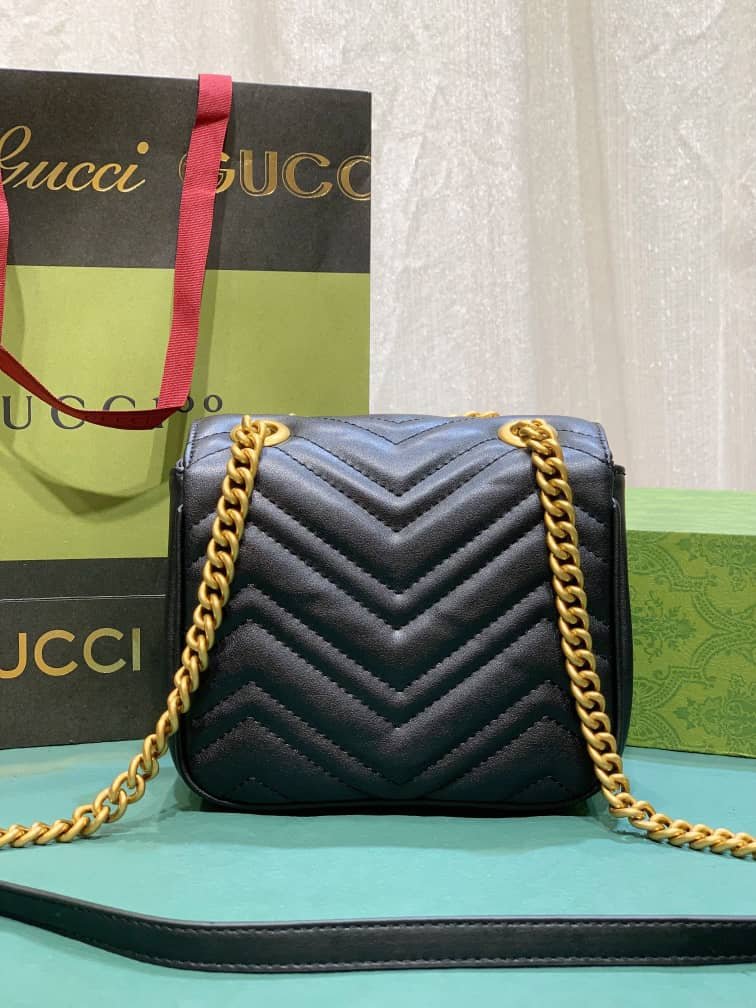 Gvc*1 Gg Marmont Mini Shoulder Bag Black 18Cm 739682 Aabzc 6832