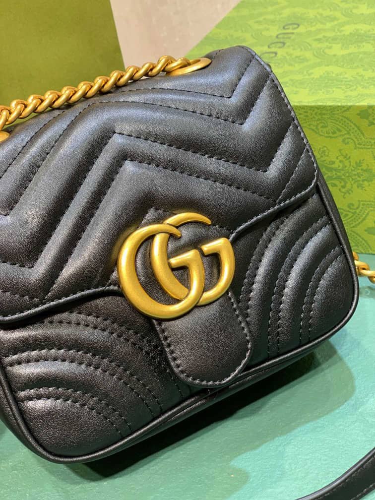 Gvc*1 Gg Marmont Mini Shoulder Bag Black 18Cm 739682 Aabzc 6832