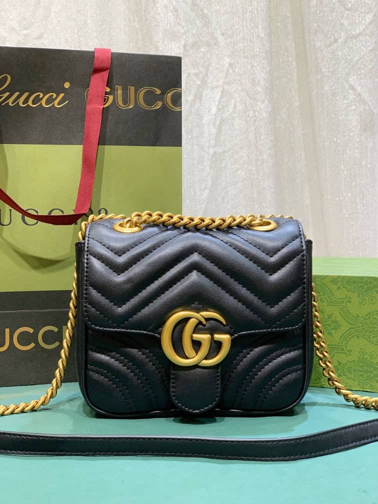 Gvc*1 Gg Marmont Mini Shoulder Bag Black 18Cm 739682 Aabzc 6832