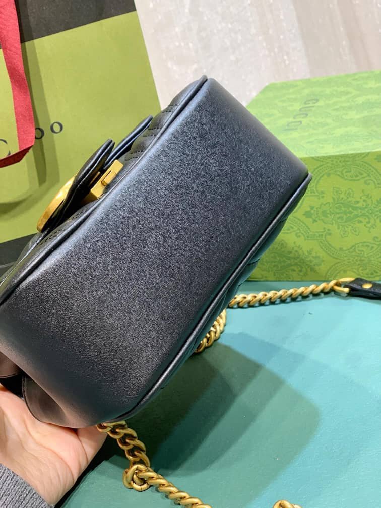 Gvc*1 Gg Marmont Mini Shoulder Bag Black 18Cm 739682 Aabzc 6832