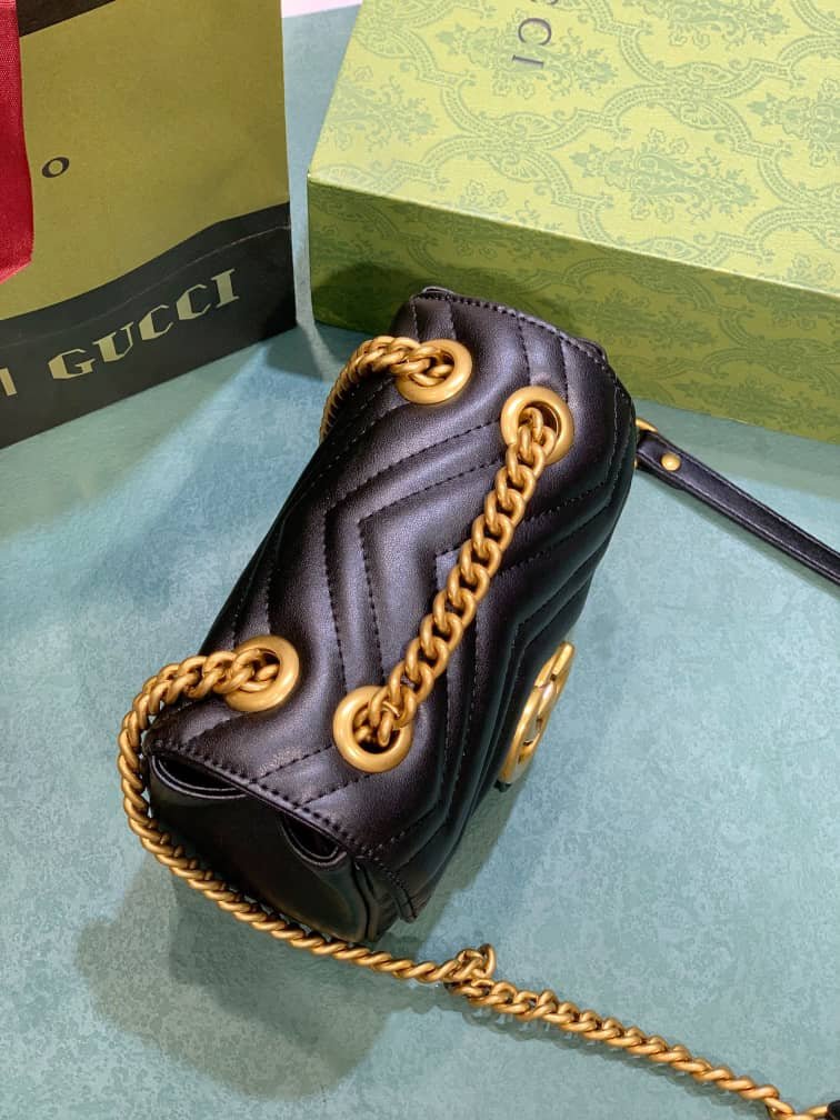 Gvc*1 Gg Marmont Mini Shoulder Bag Black 18Cm 739682 Aabzc 6832