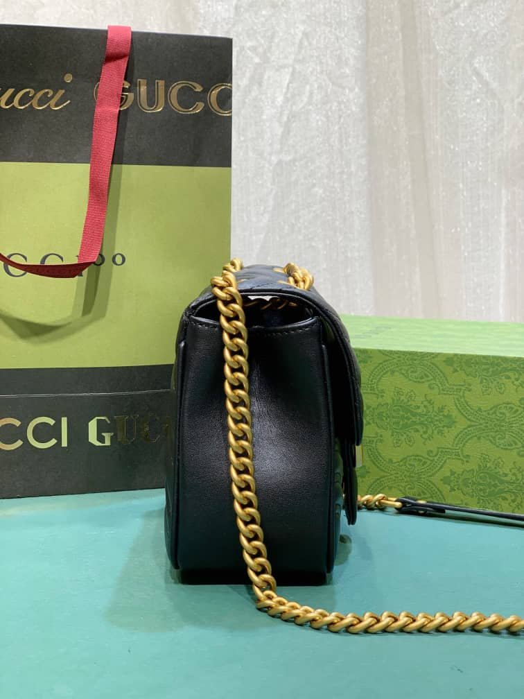 Gvc*1 Gg Marmont Mini Shoulder Bag Black 18Cm 739682 Aabzc 6832