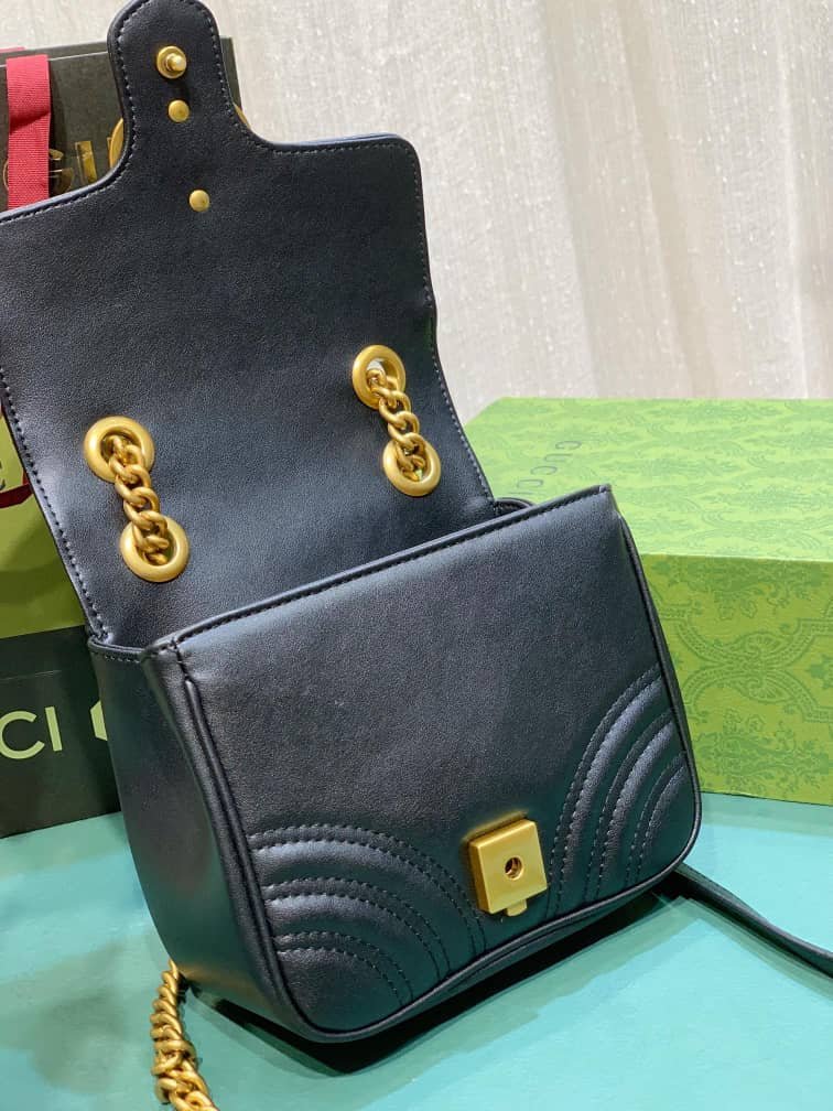 Gvc*1 Gg Marmont Mini Shoulder Bag Black 18Cm 739682 Aabzc 6832