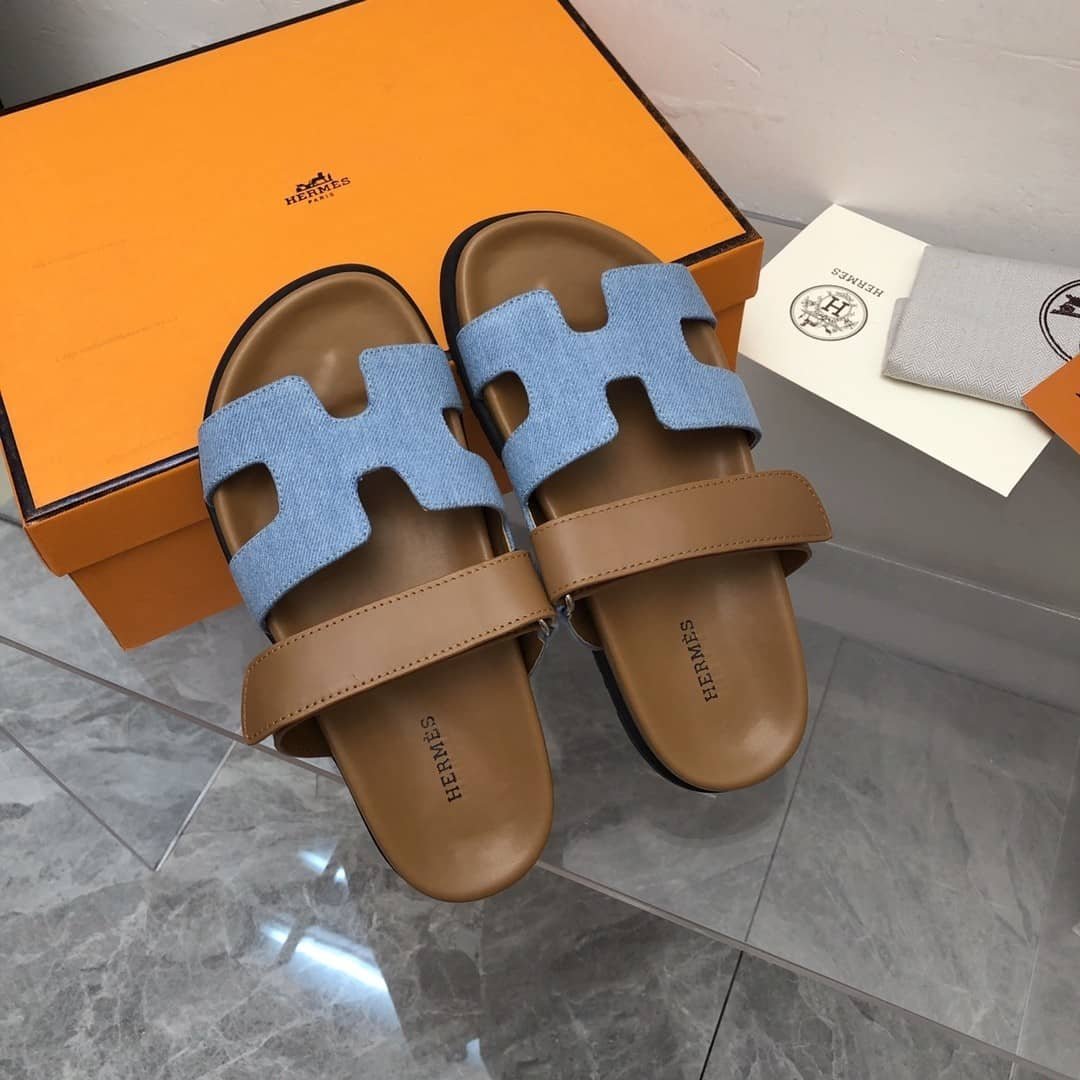 H**me5 Chypre Flat Sandals Denim Brown