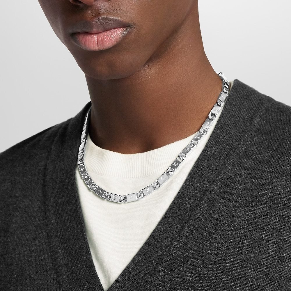 L0vis Vvtt0n Monogram Tied Up Necklace Silver M00919