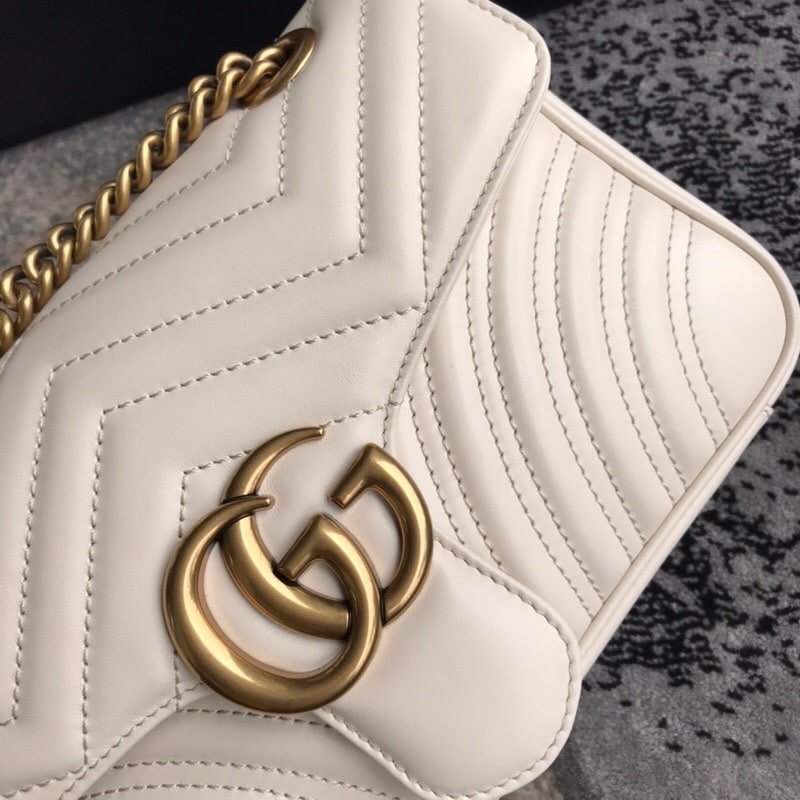 Gvc*1 Gg Marmont Mini Shoulder Bag White Matelasse 22Cm 446744 Dtdit 9022