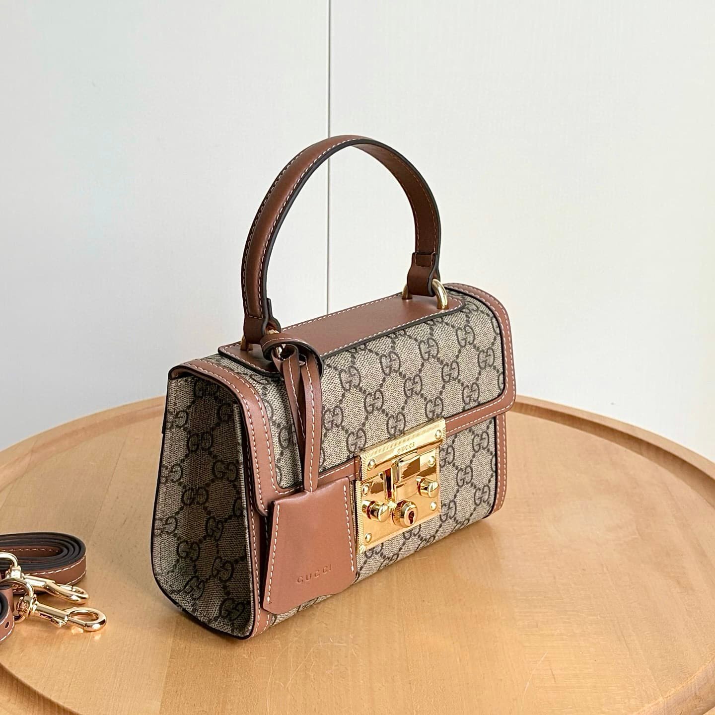 Gvc*1 Padlock Small Top Handle Bag Brown 20Cm 838999 Fad6L 9758