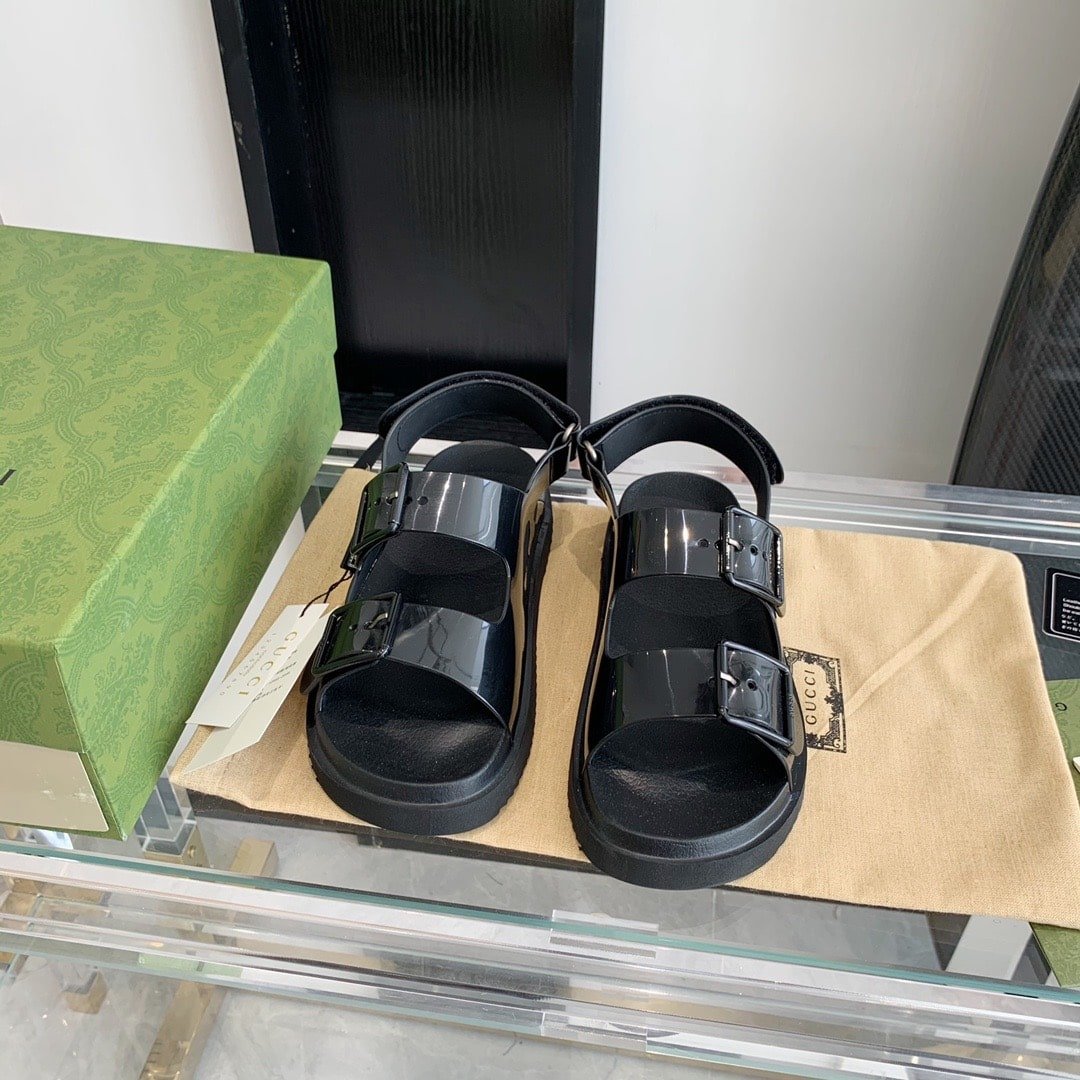 Gvc*1 Women’S Mini Double G Sandal Rubber Black 660243 J8700 1000