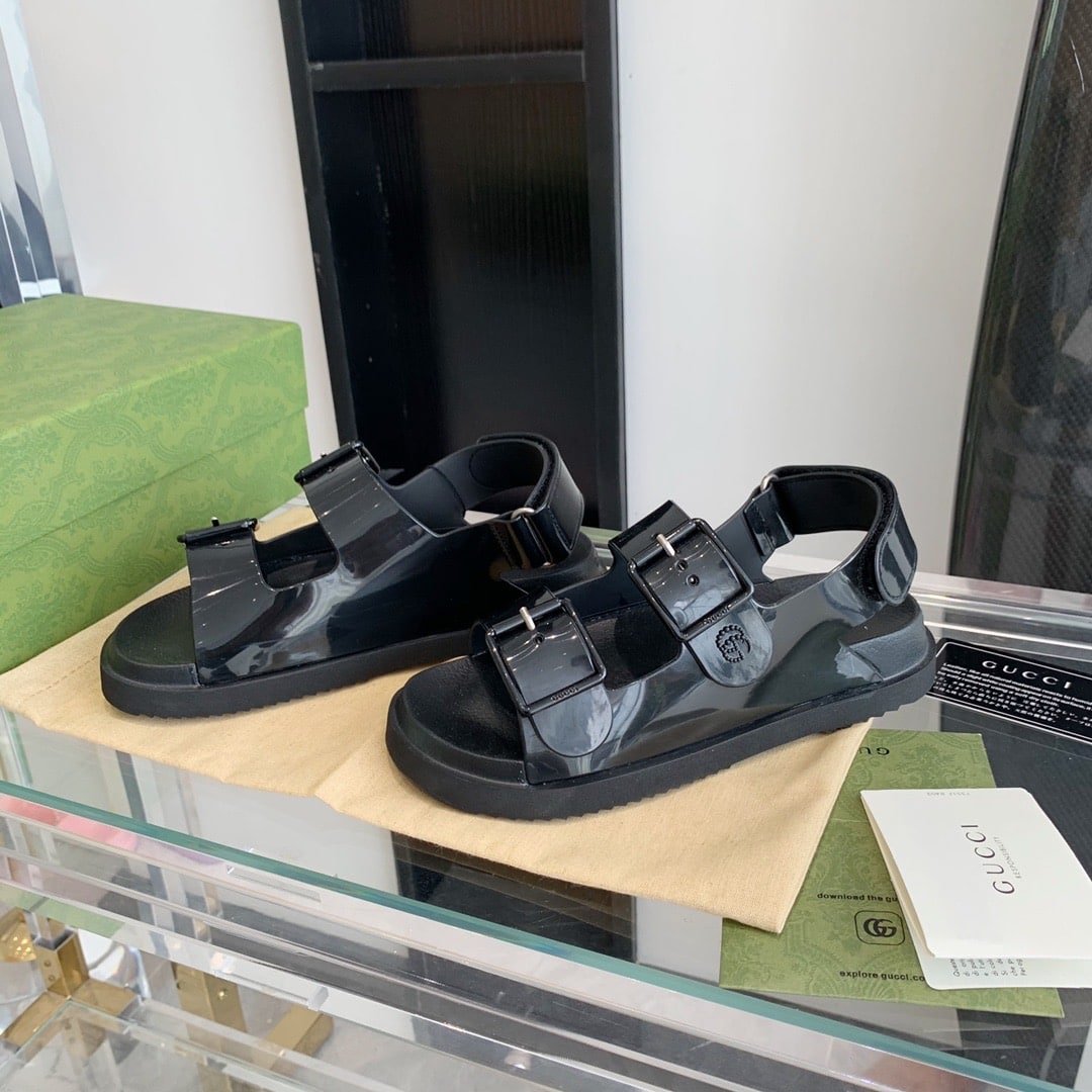 Gvc*1 Women’S Mini Double G Sandal Rubber Black 660243 J8700 1000