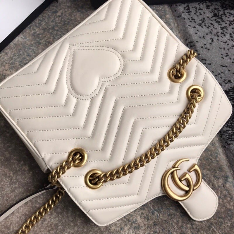 Gvc*1 Gg Marmont Mini Shoulder Bag White Matelasse 22Cm 446744 Dtdit 9022